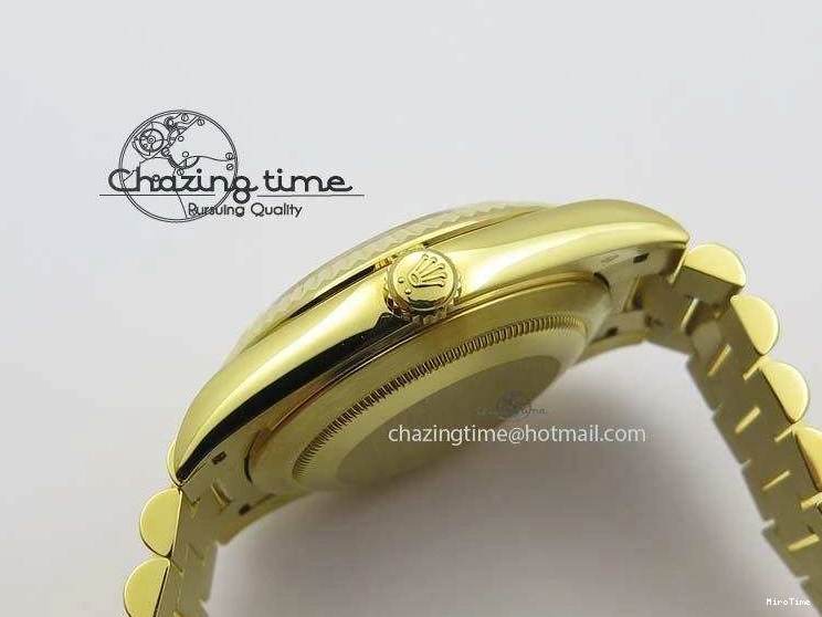 MiroTime 0219 DayDate 40mm BP-Maker 228238 YG Wrapped Gold Roman Dial (Fluted Bezel) On YG Bracelet ETA Attractive 3848